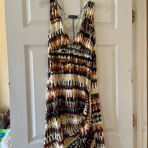 Rochas Brown and Cream Halter Sundress
